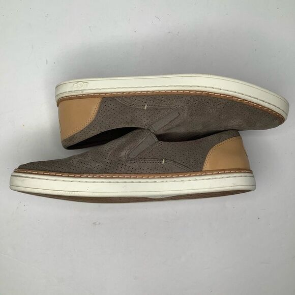 UGG Australia Gray Suede Leather Slip On Boat Sneakers Women Shoes Sz 8 - Picture 6 of 9
